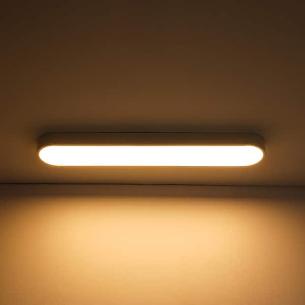 Lumin 31.5 in.W Matte White Integrated LED Flush Mount Long Rectangular Ceiling Light Main Lighting for KitchenBathroom