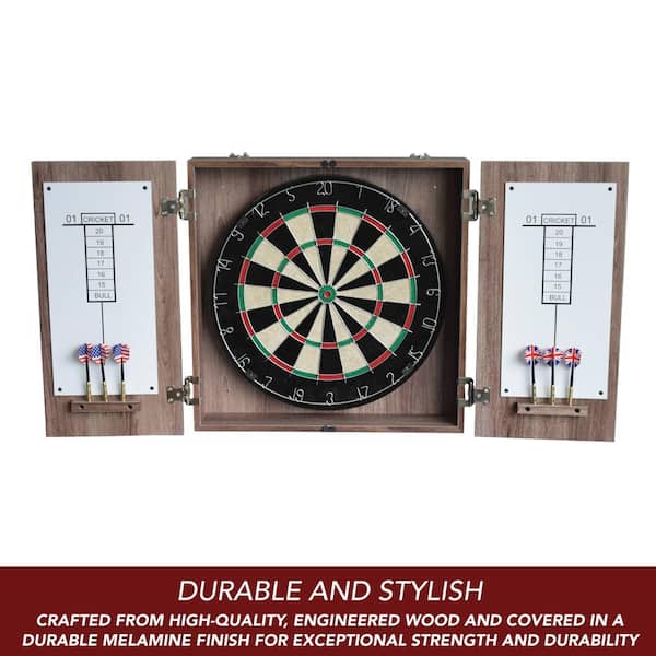 Hathaway Winchester Dartboard and Cabinet Set Driftwood