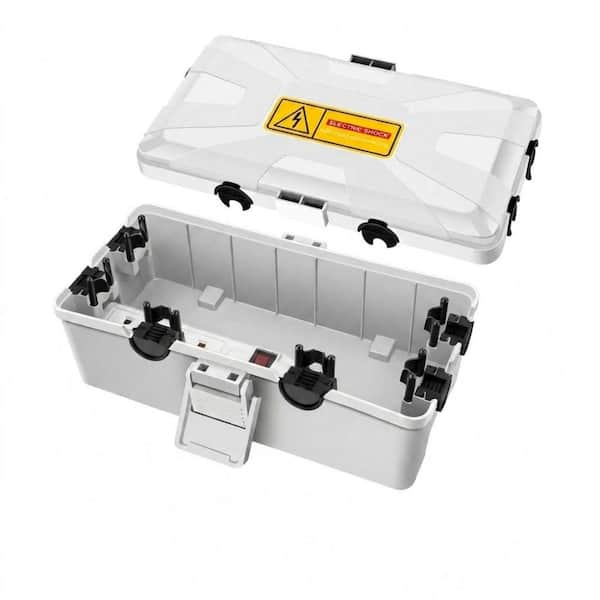 Weatherproof Outdoor Electrical Connection Box with 6 Cable Entries IP54 Cord Cover for Plugs Timers Grey