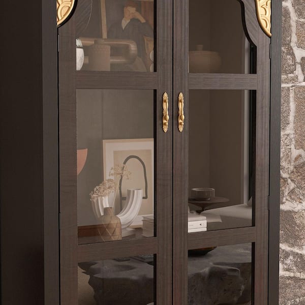FUFU&GAGA 70.9 in. Tall Brown Wood 3-Shelf Accent Bookcase with