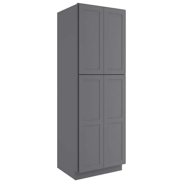 HOMEIBRO 30-in W X 24-in D X 90-in H in Shaker Grey Plywood Ready to Assemble Floor Wall Pantry Kitchen Cabinet