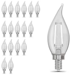 60W Equivalent BA10 E12 Candelabra Dim White Filament Clear Glass Chandelier LED Light Bulb True White 3500K(18-Pack)