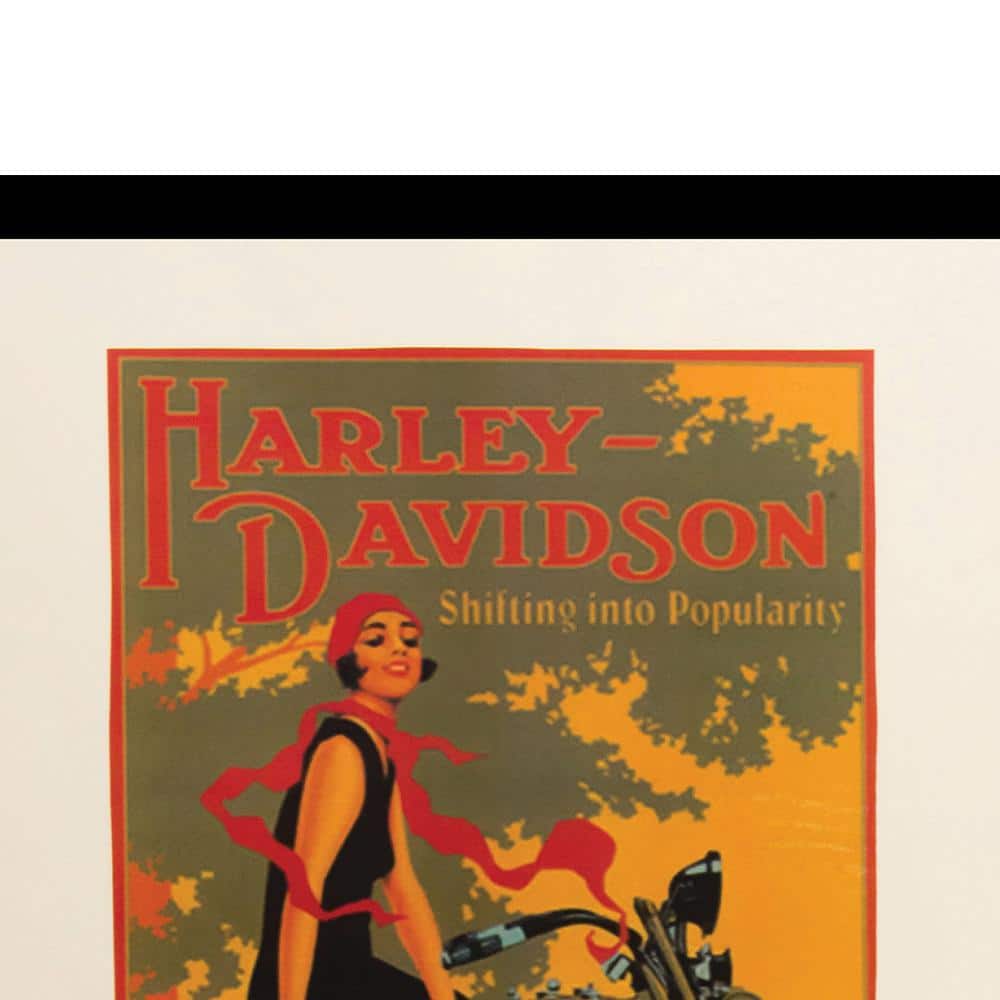 Vintage Harley-Davidson Motorcycle Lady Framed Graphic Print