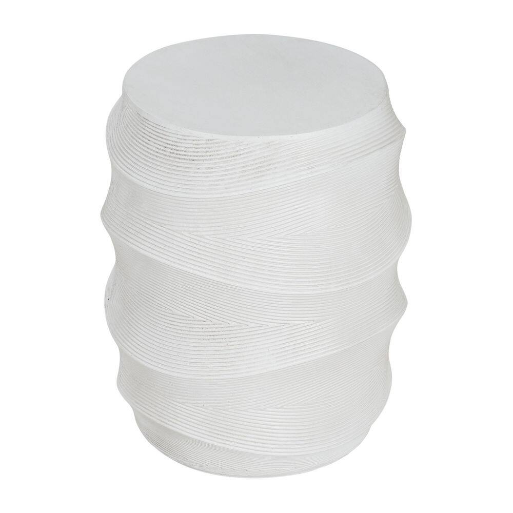 Norseman White Round Concrete Patio Outdoor Side Table, End Table Set