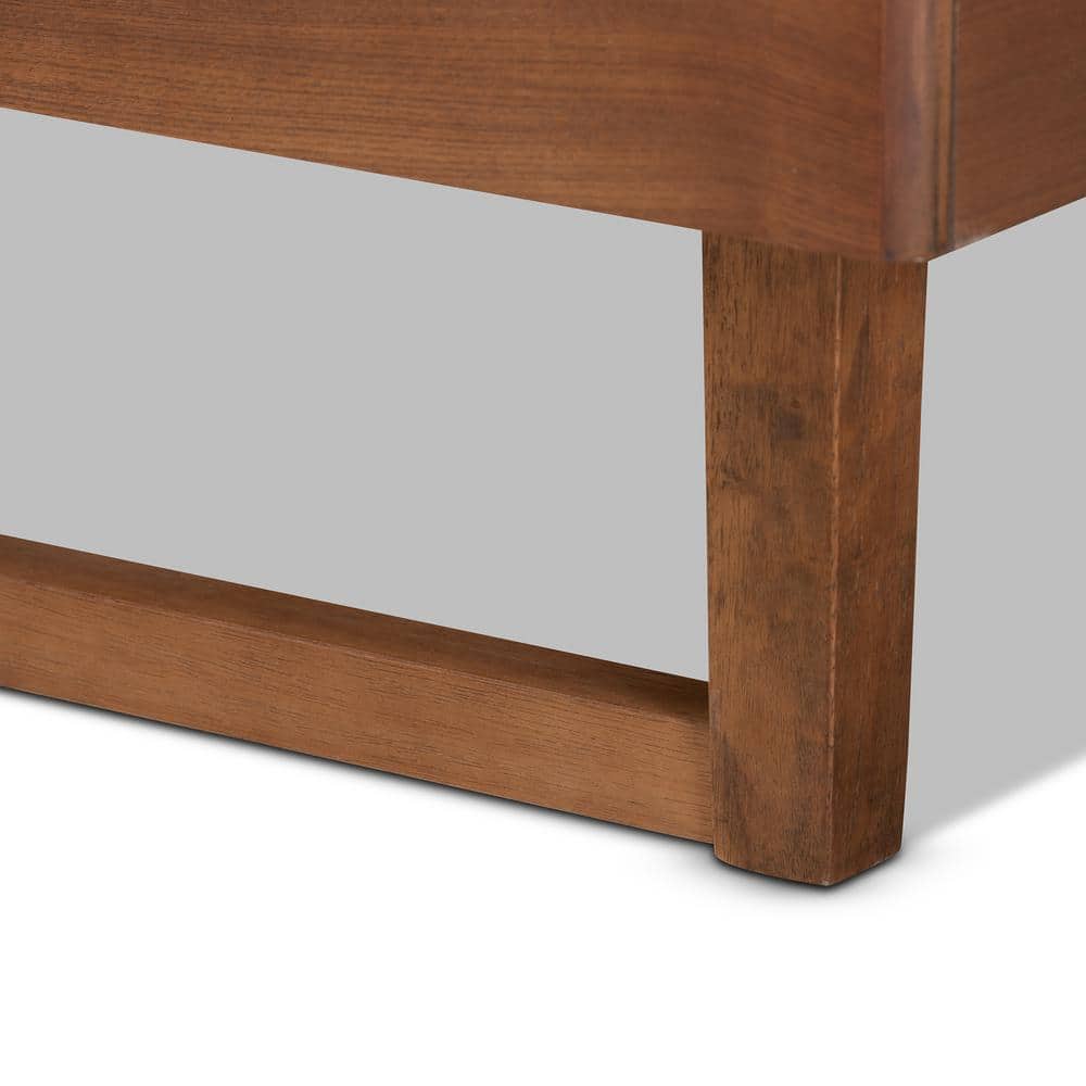 Walnut Brown Tufted Upholstered Full Wood Platform Bed