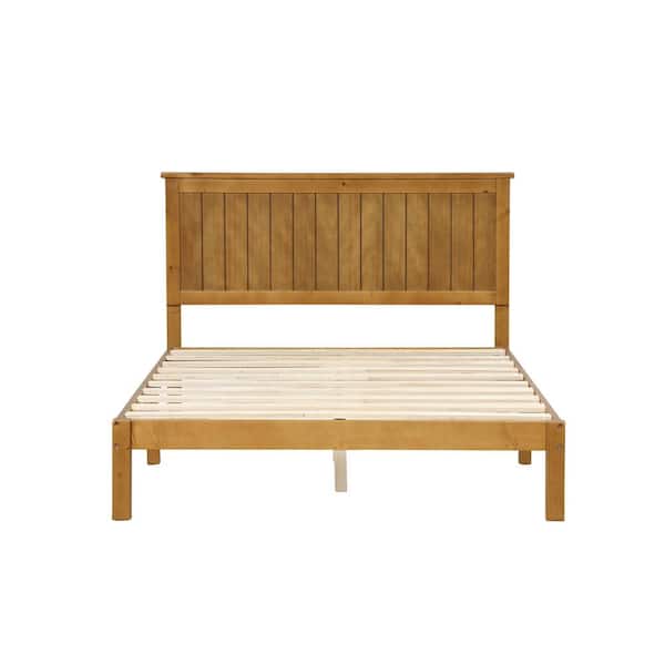 Donason Light Brown Wood Frame Full Platform Bed