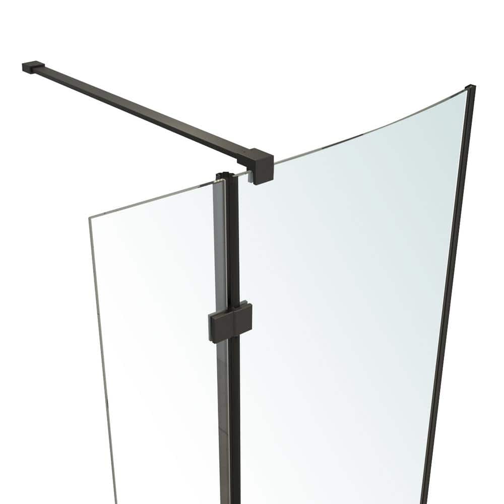 60'' Black Framed Glass Shower Enclosure with Acrylic Base