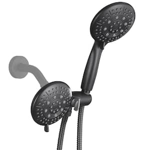 2-in. -1 5-Spray Patterns with 1.8 GPM 4.7 in. Wall Mount Dual Shower Heads in Matte Black