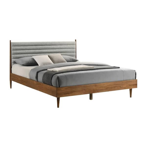 Benjara Mian Brown and Gray Wood Frame King Size Platform Bed