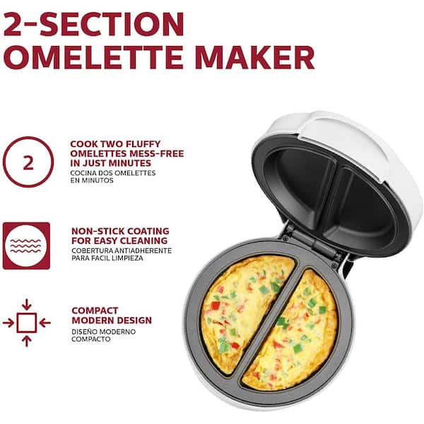 HOLSTEIN HOUSEWARES Everyday 4-Egg White and Stainless Steel 2-section Egg  Cooker Omelet Maker with Non-Stick HH-0937012W - The Home Depot