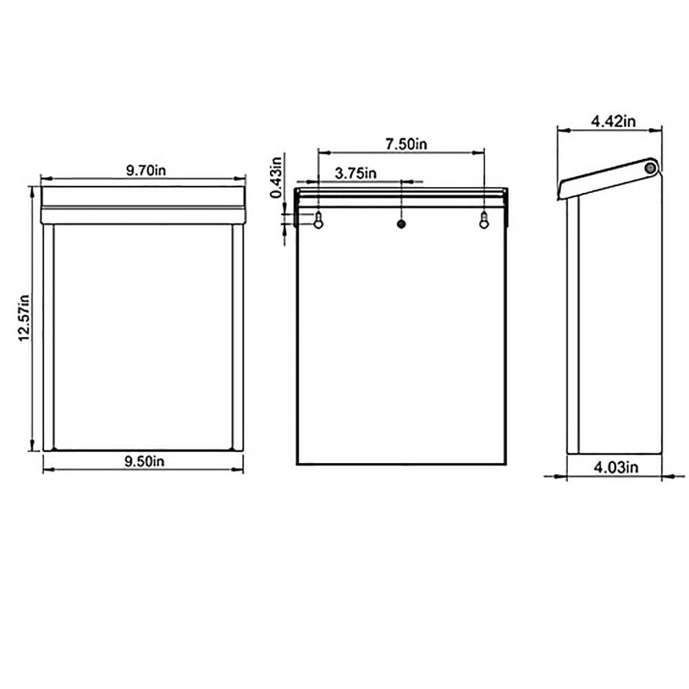 Medium Black Powder Coated Steel Lockable Wall Mount Mailbox
