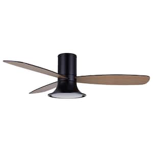 Flusso 52 in. Indoor Matte Black Light Ceiling Fan with Remote Control