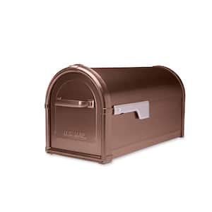 Hillsborough Copper, Large, Steel, Post Mount Mailbox with Silver Flag