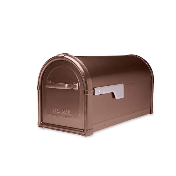 Architectural Mailboxes Hillsborough Copper, Large, Steel, Post Mount Mailbox with Silver Flag