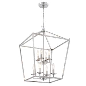 19 in. 8-Light Classic Silver Chandeliers Light with Adjustable Chain Height