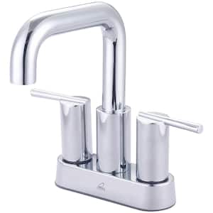 L-7533 4 in Centerset Double Handle Rigid 90-Degree Spout Bathroom Faucet Drain Kit Included in Chrome