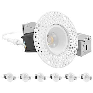 1 in. Canless Remodel Integrated LED Trimless Recessed Light 5 Color Temperatures Dimmable Wet Rated IC Rated (6-Pack)