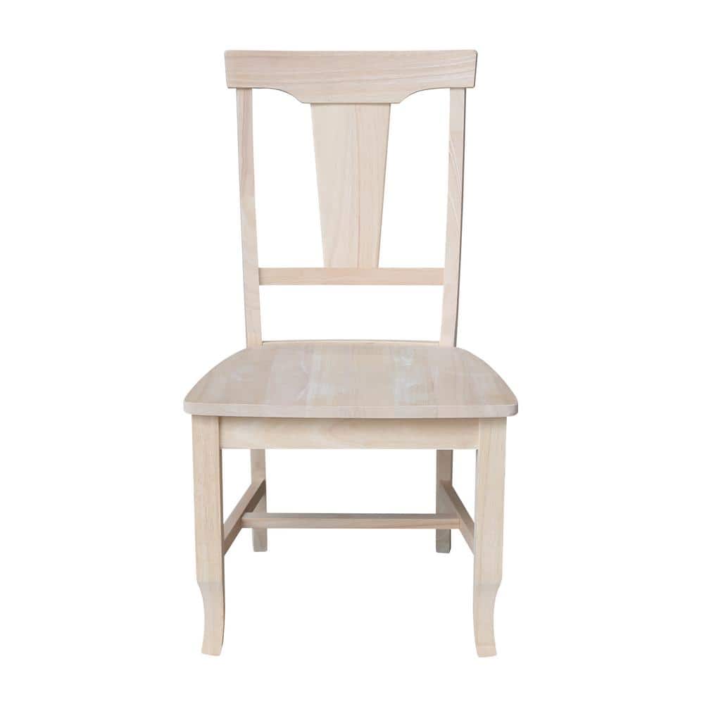 Set of 2 Unfinished Solid Wood Panel Back Dining Chairs