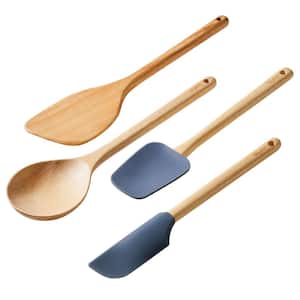 Fox Run Silicone Cooking Utensil Set, 5-Pieces, Blue, Wooden Handles 11716  - The Home Depot