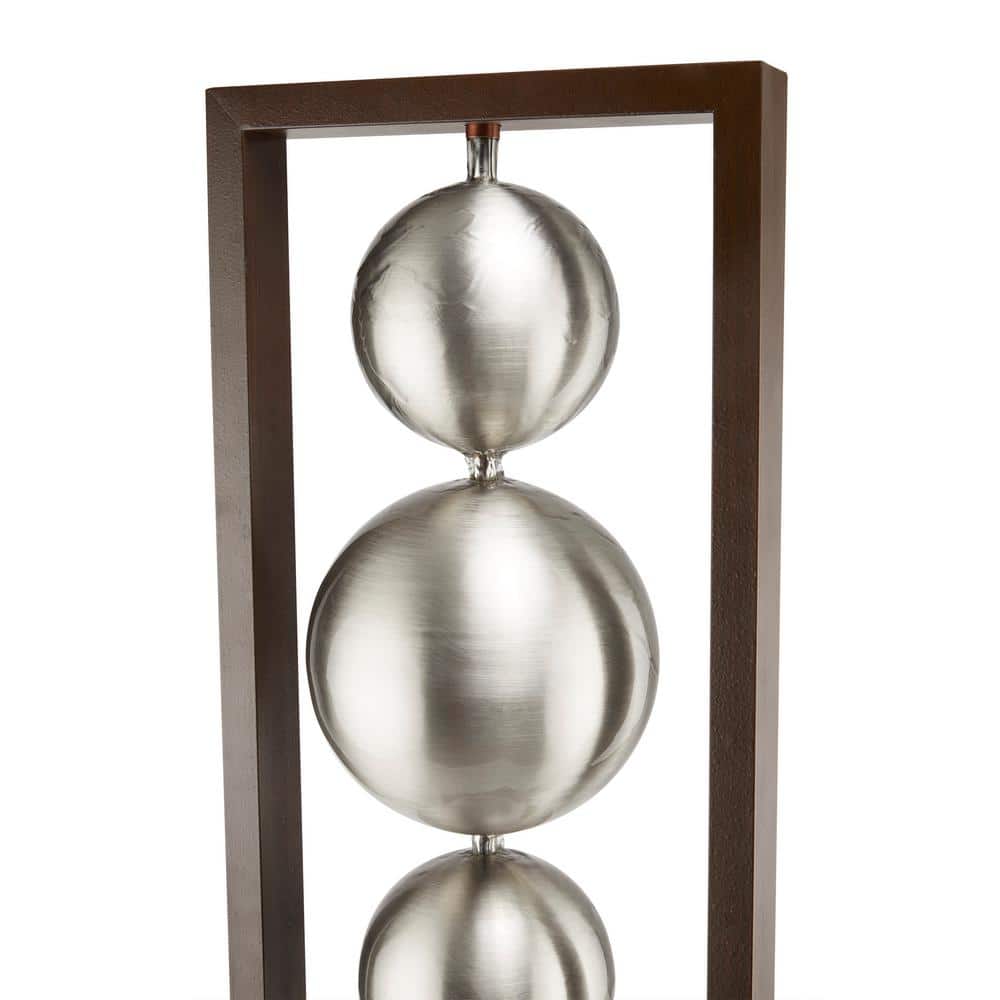 55" Silver and Brown Stainless Steel Column Fountain