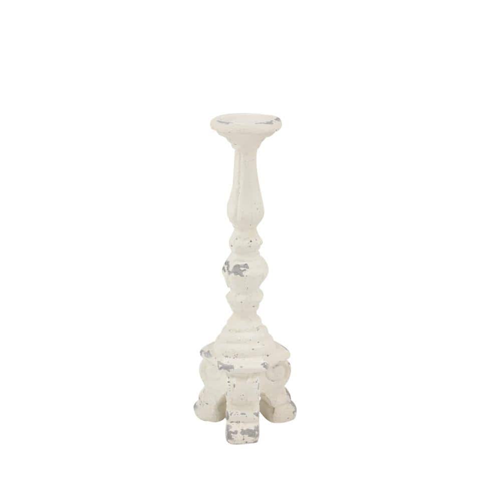 Elegant Vintage White Ceramic 20" Candlestick Holder