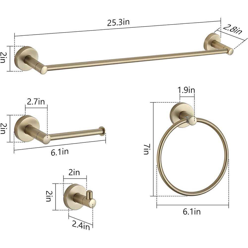 Brushed Gold Wall Mounted Metal Bathroom Towel Rack Set