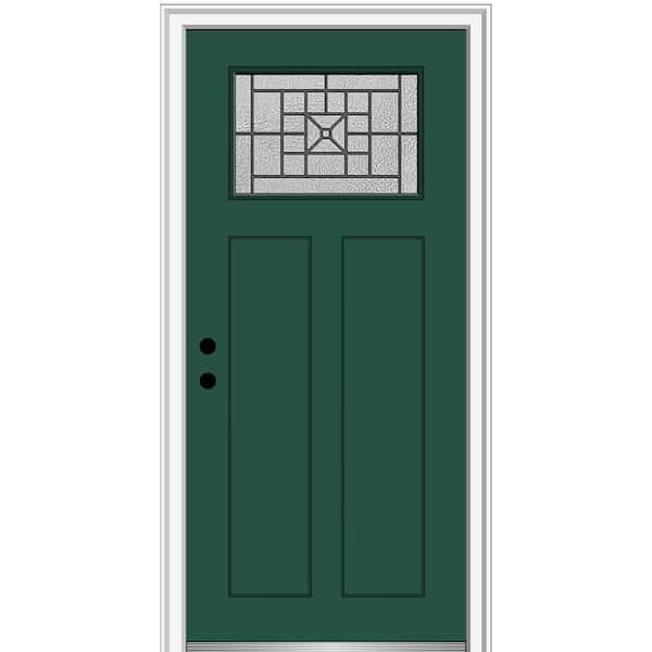 MMI Door 32 in. x 80 in. Courtyard Right-Hand 1-Lite Decorative Craftsman 2-Panel Painted Fiberglass Smooth Prehung Front Door
