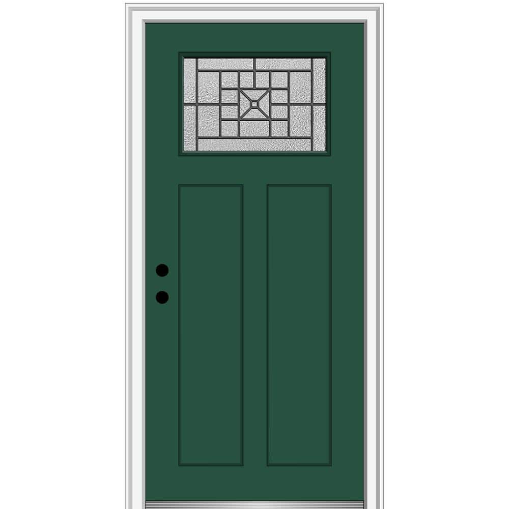 36 in. x 80 in. Courtyard Right-Hand 1-Lite Decorative Craftsman 2-Panel Painted Fiberglass Smooth Prehung Front Door price history on PriceWatchPro