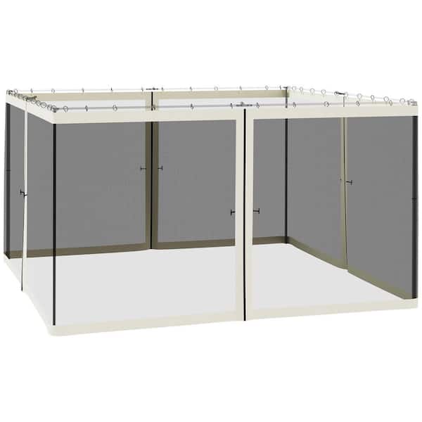 Universal Replacement Mesh Sidewall Netting for 12 ft. x 12 ft. Patio Gazebos and Canopy Tents, (Sidewall Only) Beige