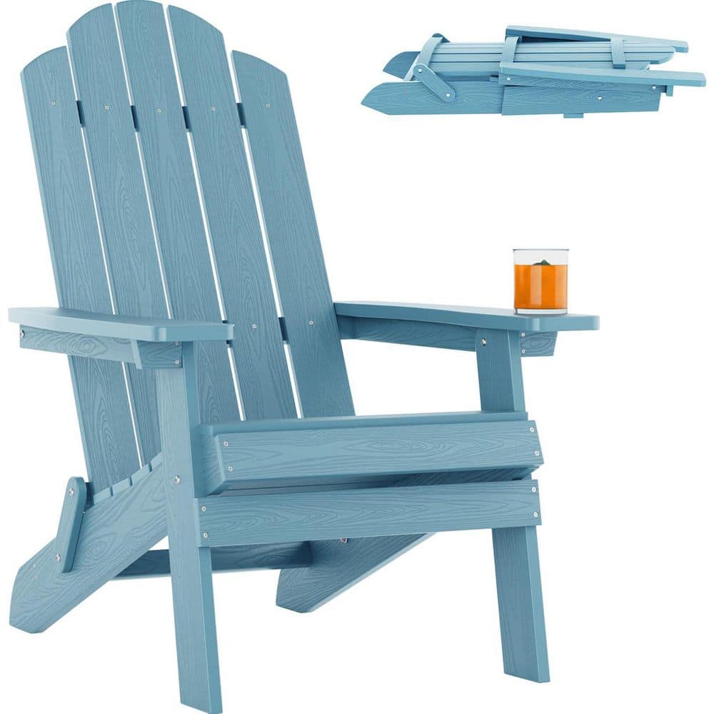 Mximu Blue Plastic Outdoor Weather-Resistant Folding Adirondack