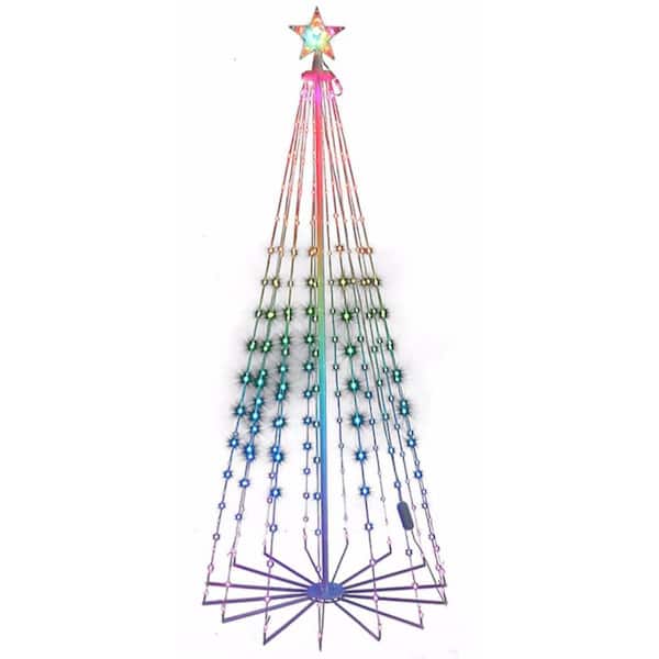 12 ft. Multicolor Pre-Lit LED Cone Artificial Christmas Tree with 832 Lights RGB Color Changing Effects