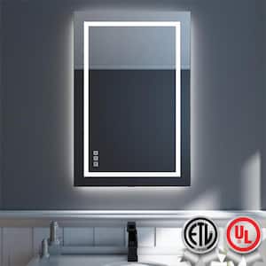 24 in. W x 36 in. H Rectangular Frameless Wall Bathroom Vanity Mirror with Backlit and Front Light