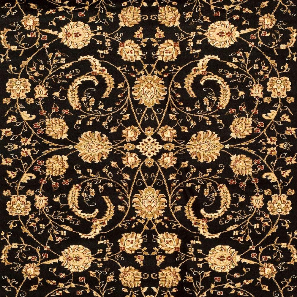 Black Floral Synthetic 6' x 9' Rectangular Area Rug