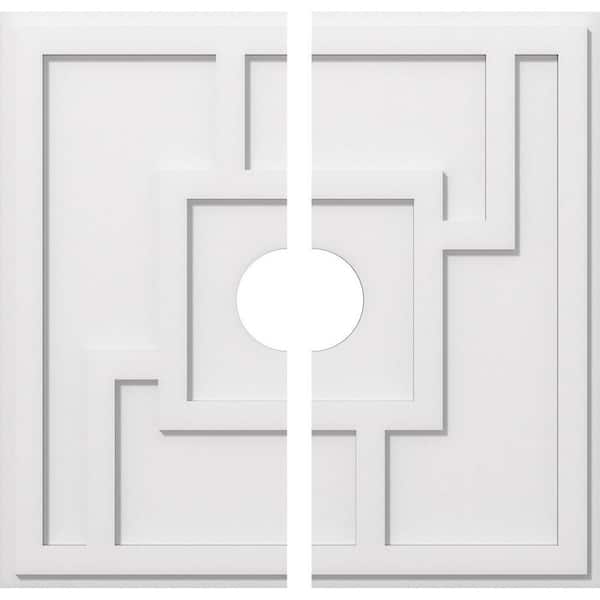 Ekena Millwork 1 in. P X 9-3/4 in. C X 28 in. OD X 5 in. ID Knox Architectural Grade PVC Contemporary Ceiling Medallion, Two Piece