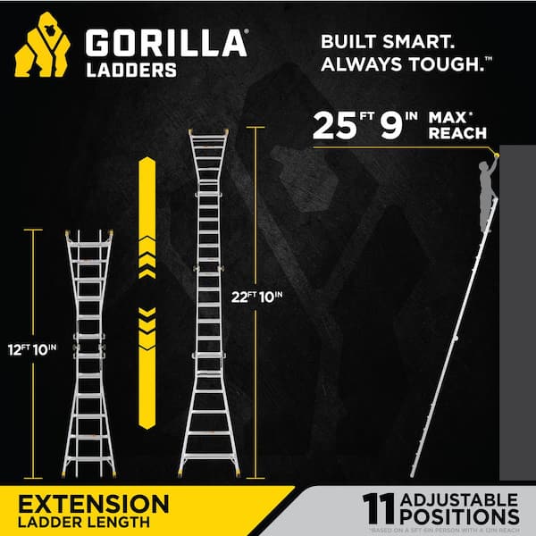 26 ft. Reach Aluminum Multi-Position Ladder w/ Project Bucket, Tool Hangers, 300 lbs. Load Capacity, Type 1A Duty Rating