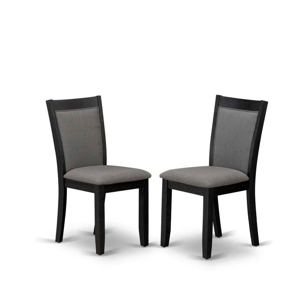 Gray Cement Top Dining Table with 4 Dark Gray Linen Chairs