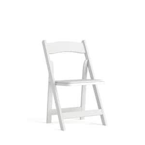 Hercules Series White Wood Folding Chair with Vinyl Padded Seat