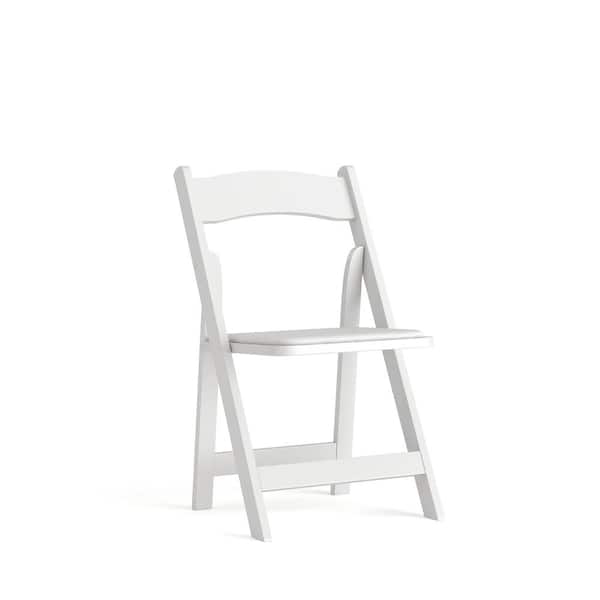Flash Furniture Hercules Series White Wood Folding Chair with Vinyl Padded Seat