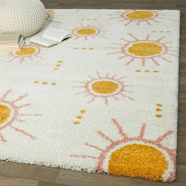 Sun Spot Cream 5 ft. x 7 ft. Kids Area Rug