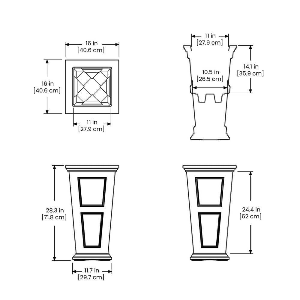 Graphite Grey Tall Self-Watering Polyethylene Planter