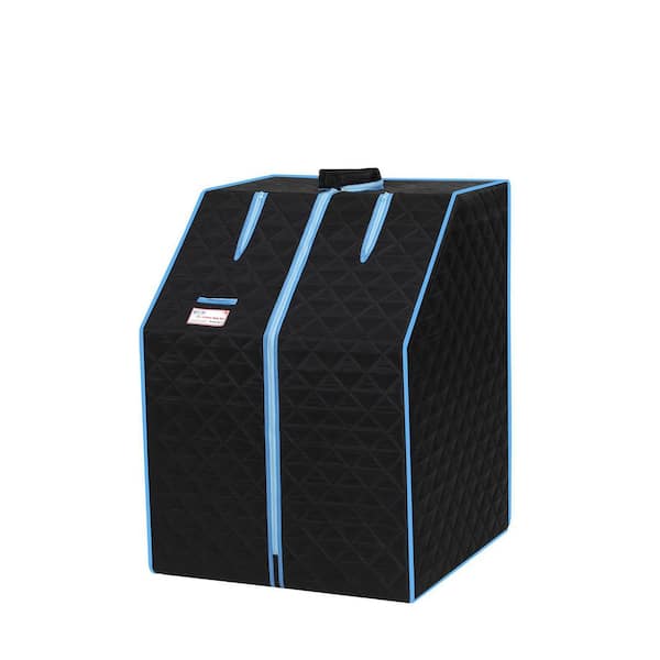 FUNKOL 1-Person Portable Body Black Infrared Sauna Tent with Infrared Panels and Foldable Chairs