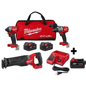 M18 FUEL 18-Volt Lithium-Ion Brushless Cordless Combo Kit (3-Tool) W/ M18 5.0Ah Battery