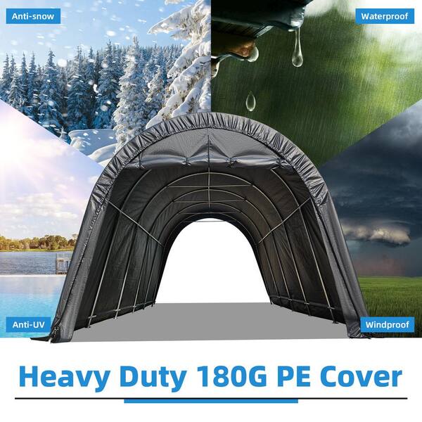 KING BIRD 13x20 FT Carport Canopy - Heavy Duty Steel Frame, Anti-Snow, Gray