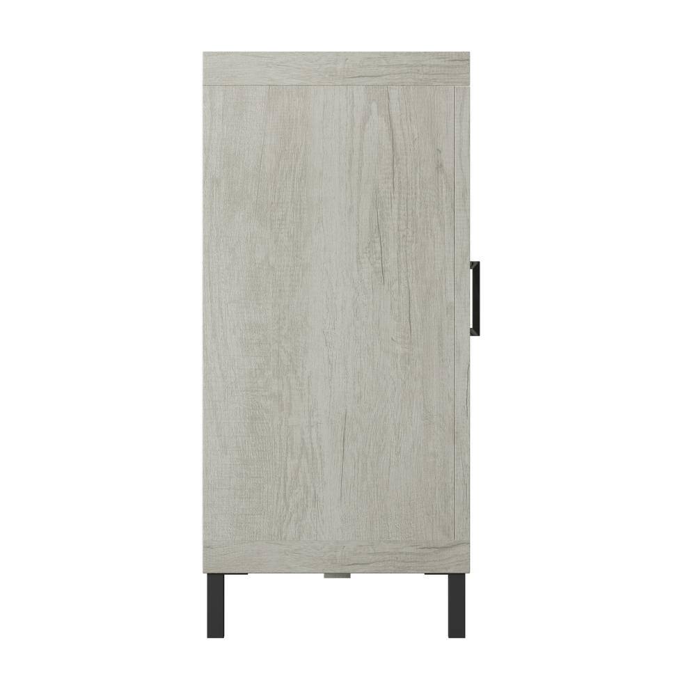 White TV Stand with Electric Fireplace and Mirrored Cabinet Doors