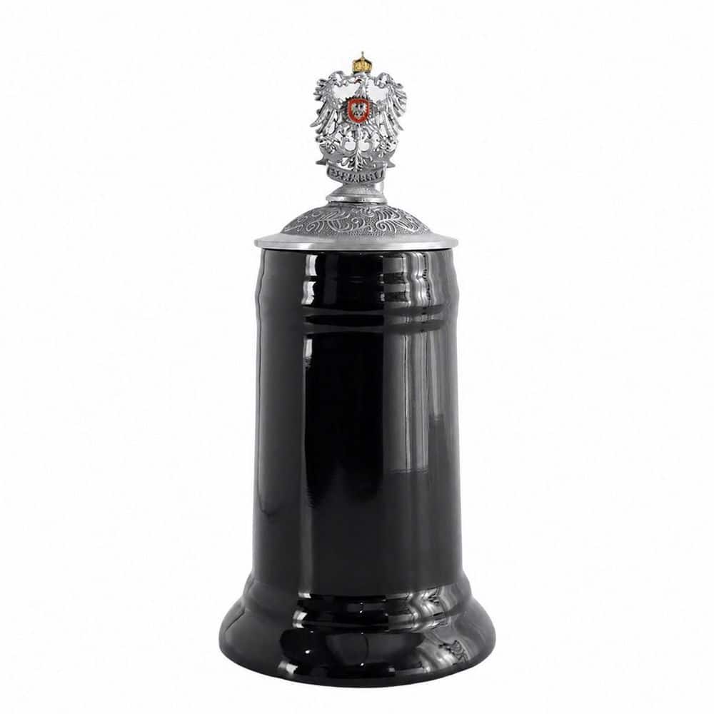 0.85L Black Glaze Ceramic Beer Stein with Pewter Metal Lid, Oktoberfest Tankard with Fine Relief Design price history on PriceWatchPro