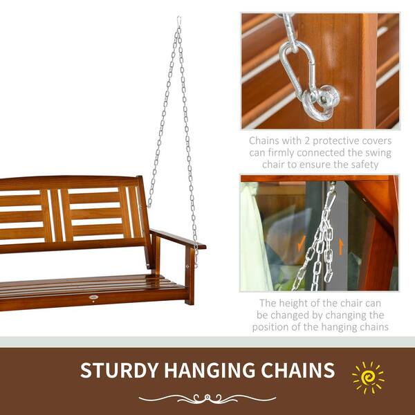 FORCLOVER 47 in. x 27 in. x 25 in. 2-Person Teak Pine Wood Porch