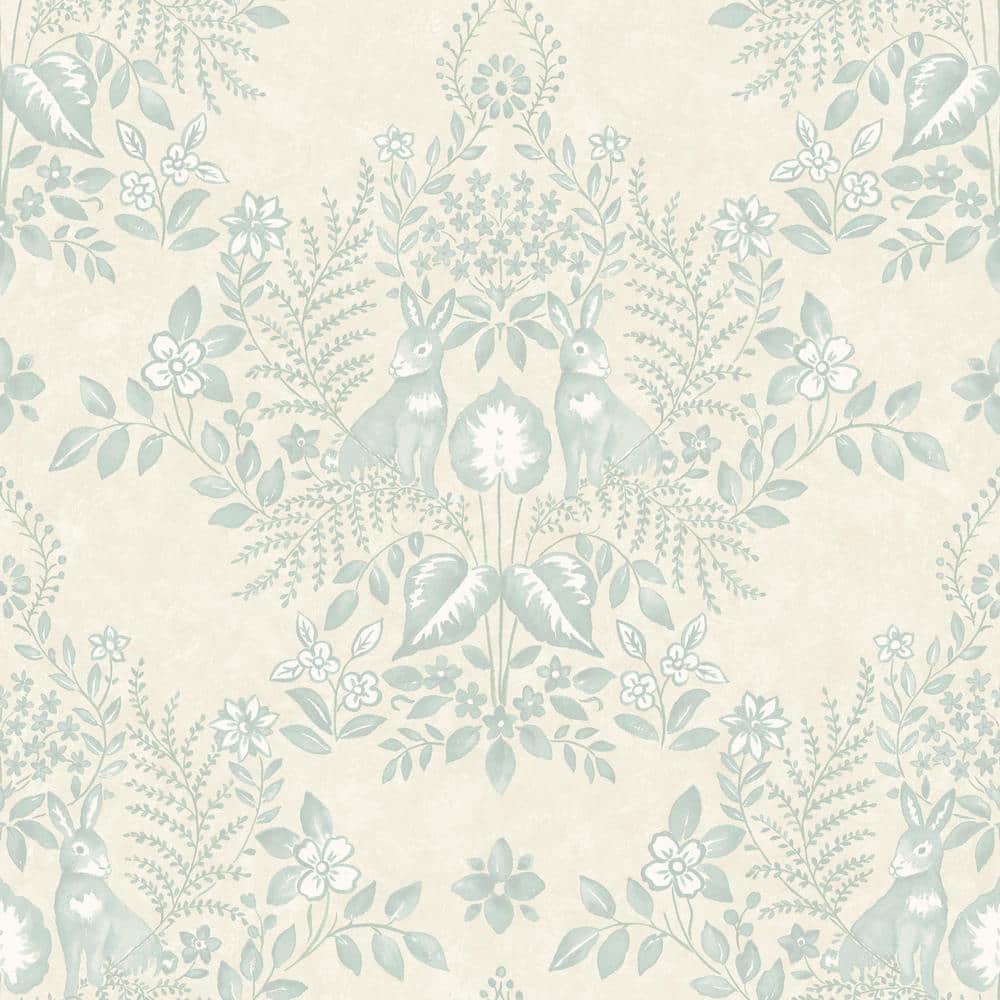 Vintage Duck Egg Damask Peel and Stick Wallpaper