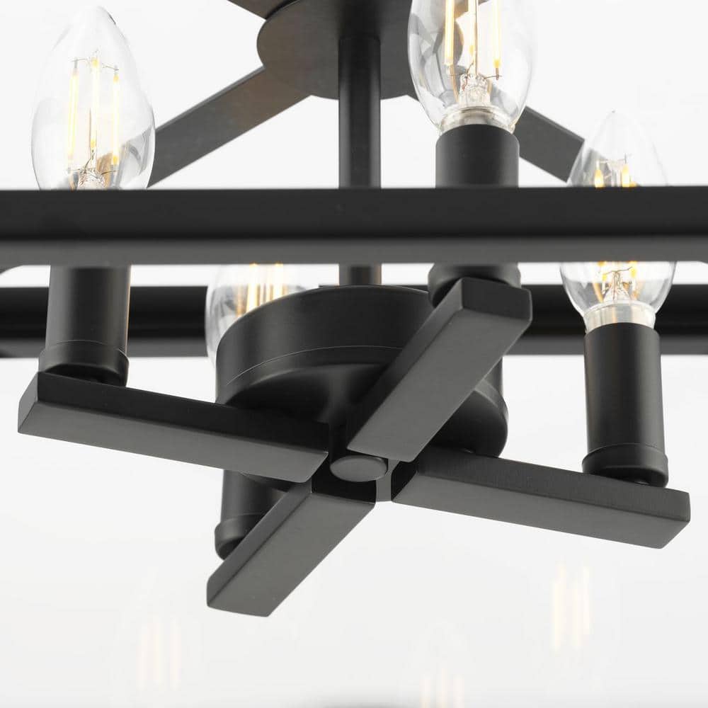 Hillcrest Matte Black 4-Light Semi-Flush Mount with Clear Glass