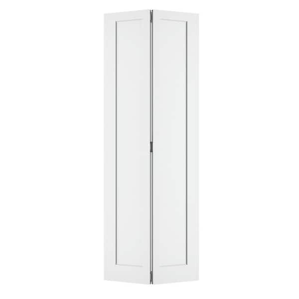 30 in. x 78.4 in. 1-Panel Hollow Core White Primed Molded Composite MDF Closet Bi-Fold Door with Hardware Kit