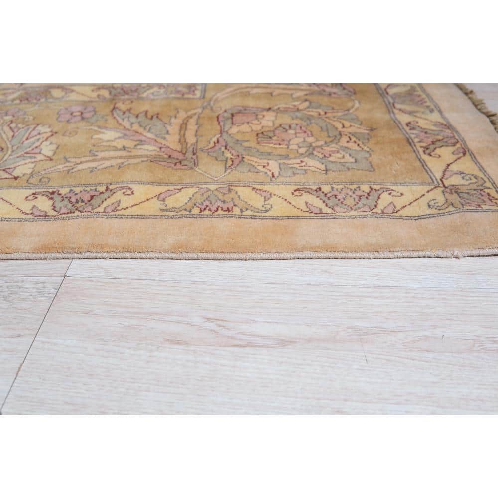 Beige Hand Knotted Wool Agra Rug, 14'10 x 23'6